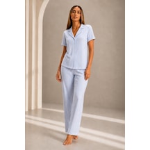 Norcia Sports Kadın Kısa Kol Rahat Kalıp Şık Mavi Pijama Takımı Çok Renkli - 929323060 Çok Renkli - 929323060 Çok Renkli