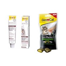 Gimcat Hairball Malt Soft Extra 20 G + Gimcat Nutri Pockets Kedi Otlu Kedi Ödül Maması 60 G