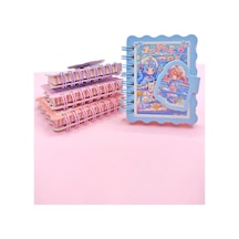 Candy Sevimli Kız Cırtlı Cep Boy Mini Not Defteri 7x8 Cm - Mavi