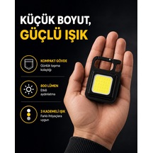 Led Mini Anahtarlık Fener 1000 Lümen Güçlü Işık Ve Usb Type-c Şarjlı Yeni Nesil - Lisinya Siyah