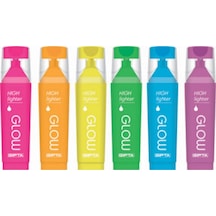 Gıpta Glow 6 Renk Fosforlu Markör Canlı Renkler Çok Renkli