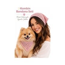 Kadın & Köpek Kombin El Örgüsü Minik Dost Bandana Seti Ayarlanabilir Evcil Hayvan Sahip Kombini Bohem Tasarım Pembe