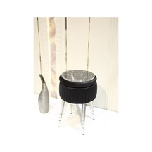 Bianco Metal Ayaklı Puflu Zigon Sehpa Krom Siyah Chrome Black