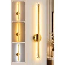 Tr Dekoratif 20w İç Mekan Krom Kasa 3 Renkli Işık Elektrikli 80 Cm Duvar Aplik 4 Adet 2, Gold Diğer