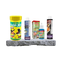 Japon Balığı Yem, Mineral, Vitamin, Su Düzenleyici Seti - Ahm Goldi Mix Granulat 250 Ml, Deep Fix Fishtavit 30 Ml, Goldfish Minerals 85 Ml, Effective Conditioner 85 Ml