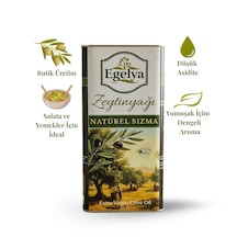 Egelya Natürel Sızma Zeytinyağı 5 L Teneke Soğuk Sıkım, %0,5 Asit, Butik Üretim