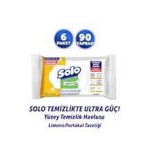 Solo Ultra Güç Limon&portakal Tazeliği Seyahat Boy Yüzey Temizlik Havlusu 6'lı 90 Yaprak Beyaz
