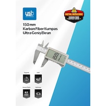 Ysb 150 Mm Karbon Fiber Dijital Kumpas - Ultra Geniş Lcd Ekran - Pil + Yedek Pil Dahil