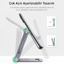 Alüminyum Katlanabilir Metal Masaüstü Telefon Tutucu Standı Gümüş