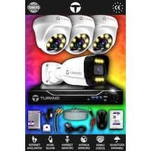 Turkno 4 Kameralı Ultia 3 İç Kamera Set 100 GB 5 MP 2K Net Renkli Gece Görüşlü Güvenlik Kamerası Sistemi