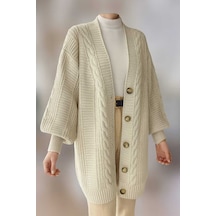 Moda Niche Kadın Leopar Desenli Uzun Triko Hırka Bej - 692552128 Bej - 692552128 Bej