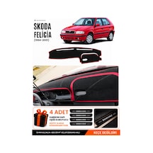 Skoda Felıcıa 1994-2001 Uyumlu Torpido Örtüsü, Torpido Kılıfı - Siyah-kırmızı - Sk006