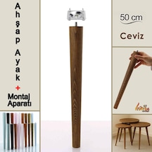 Ahşap Ayak 50 Cm Ceviz M8 Civatalı Bağlantı Aparatlı Dolap Mobilya Koltuk Kanepe Destek Ayağı Ayakları Ceviz