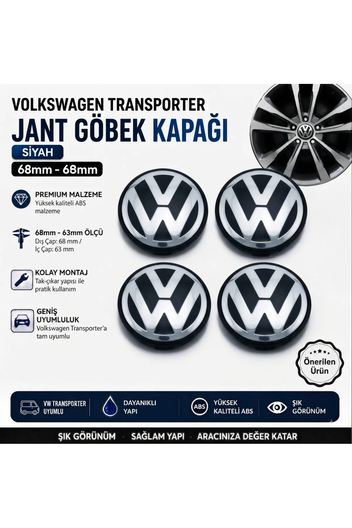 Vw Uyumlu Transporter Jant Göbek Arması 68mm -63mm
