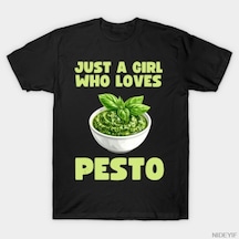 Flood Of Style Pesto, Fesleğen, Makarna Ve İtalyan Yemeklerini Seven Sadece Bir Kız, Erkekler Ve Kadınlar İç Çok Renkli