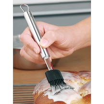 Profi Plus Silikon Hamur Fırçası, 20 Cm, Cromargan Yüksek Kaliteli Yarı Mat Paslanmaz Çelik, Silikon Kıl, 200 C'ye Kadar Isıya Dayanıklı, Bulaşık Makinesinde Yıkanabilir Çok renkli