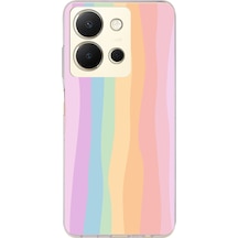 Vivo Y36 Uyumlu Gökkuşağı Rengarenk Baskılı Silikon Kılıf Renkli