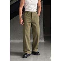 Tarz Cool Erkek Baggy Fit Old Money Cep Detaylı Pantolon Haki