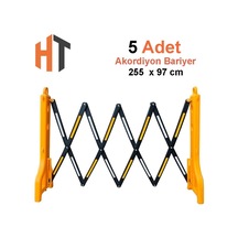 5'li Akordiyon Bariyer Seti Sarı 255 X 97 Cm