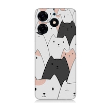 Tecno Spark 10 Pro Uyumlu Silikon Kılıf Gülen Mutlu Kediler