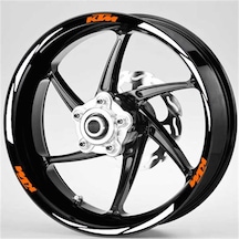 Turuncu Ktm Yazılı 3 Parçalı Reflektif Gümüş Beyaz Jant Şeridi N11.47387