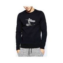 Anime One Punch Man Baskılı Siyah Erkek Örme Sweatshirt (534734426)