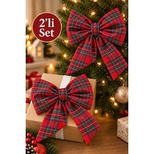 Mini Boy Beyaz Kumaş Fiyonk Yılbaşı Çam Ağacı Süsü Dekoratif Kurdele Noel Ve Yeni Yıl Süsü 16 Cm Kırmızı - 943765791
