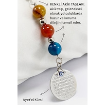 Doğal Taşlı Metal Ayetel Kürsi Dualı Araba Dikiz Ayna Süsü, Farkl