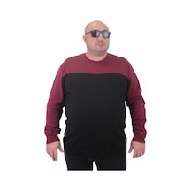 Mocgrande Erkek Büyük Beden Sıfır Yaka Çift Renk Triko Kazak 23751 Bordo-Bordo