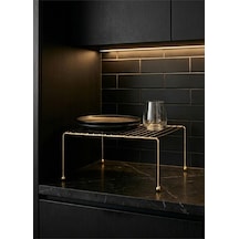 Metal Dolap İçi Düzenleyici Raf Gold Mutfak Tezgah Üstü Tabaklık Organizer Metal 32 X 23 Altın Tr Diğer