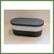Bezos 3d Baskı İki Rulo Tuvalet Kağıdı Saklama Kutusu Kapaklı Çizgili Banyo Organizeri Minimalist - Siyah Kapak Hb006
