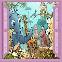 Çocuk Odası Bebek Odası Pencere Poster Duvar Kağıdı Hayvanlar (498527028)