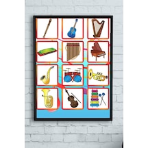 Tr Pster12794 Müzik Aletleri Eğitim Çerçeveli Tablo 40x50cm