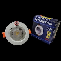 Atlantis 6 Watt 6w Cob Led Spot Beyaz Kasa Yuvarlak Günışığı İççap: 7cm Dışçap: 9cm 480lm Beyaz