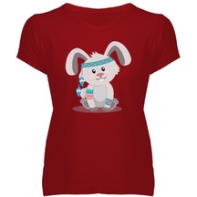 Tatlı Tavşan Kadın V Yaka Tişört
