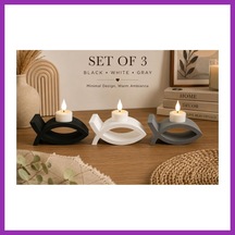 Bezos 3d Baskı 3lü Balık Figürlü Dekoratif Mumluk Seti - Tealight Mumluk, Modern Ev Ve Ofis Dekoru Bty