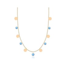 Diamond Line-Gülaylar - Sarı Altın 14 Ayar Firuze Taş Kolye N11.25122