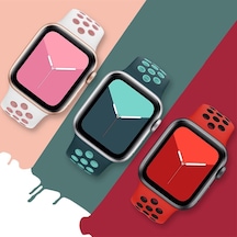Apple Uyumlu  Watch Kordon 42 44 45 MM 2 3 4 5 6 7 Spor Silikon Kordon