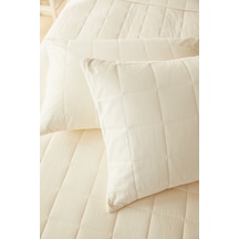 Ocean Home Textile %100 Pamuk Kumaş Kapitoneli Ekru Çok Amaçlı Çift Kişilik Yatak Örtüsü Seti 1 Adet 250 X 230 / 2 Adet 50 X 70 Cm