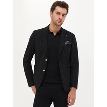 Cacharel Siyah Slim Fit Yün Keten Karışımlı Ceket