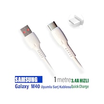 Samsung Galaxy Uyumlu M40 Şarj Kablosu Usb - Type-c 3.4a 20w Hızlı