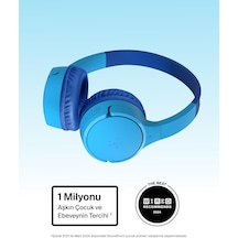 Soundform Mini Çocuk Kablosuz Kulaklık Mavi Dahili Mikrofon, 30 Saat Çalma, Eğlenceli Çıkartmalar, İphone, İpad Ve Galaxy Uyumlu