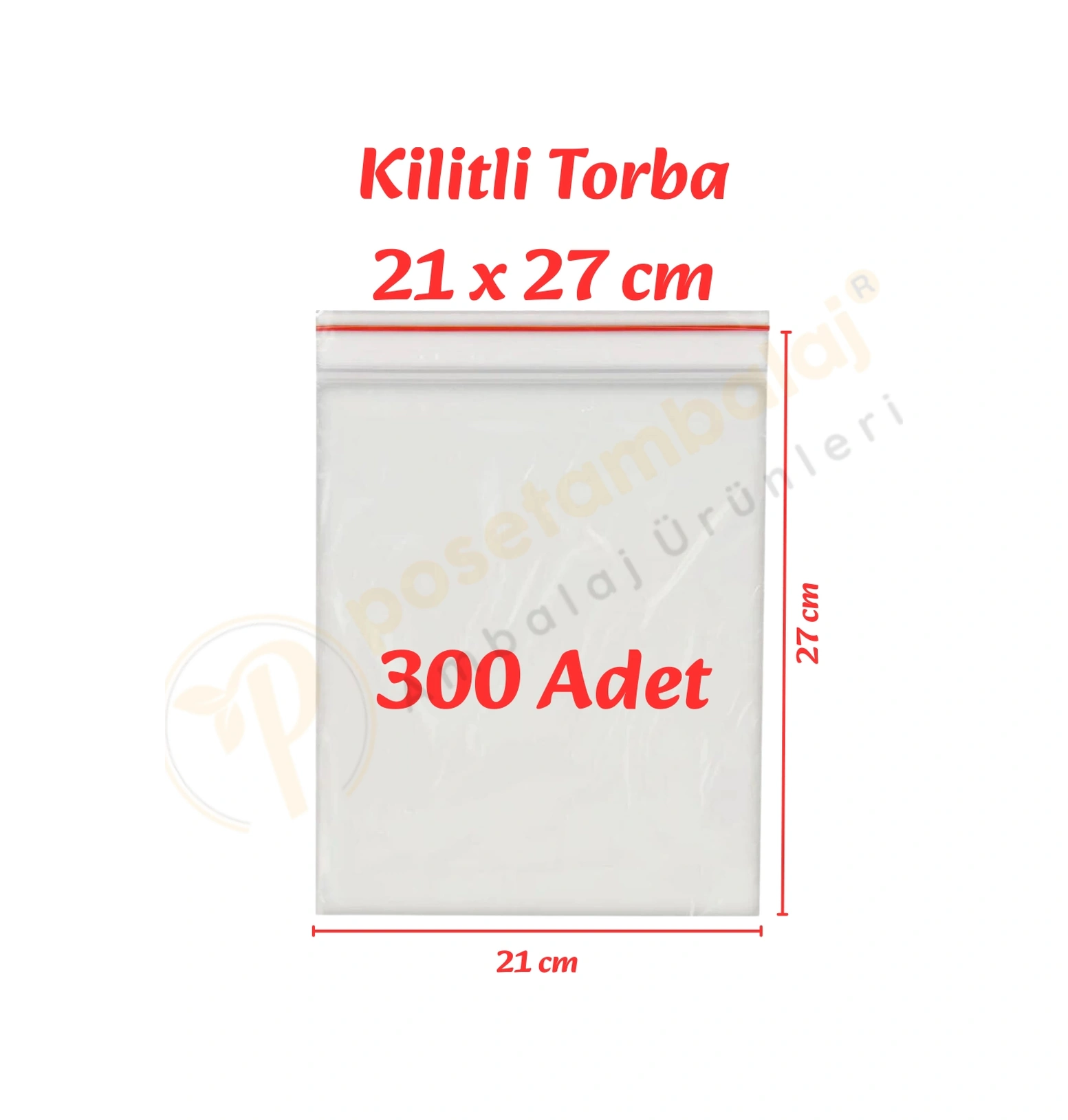 21x27 Cm. Kilitli Torba 300 Adet