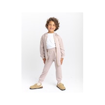 Cigit Fermuarlı Kanguru Cepli Takım 2-7 Yaş Bej Bej