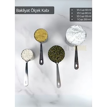 4 Lü Bakliyat Ölçek Kabı Paslanmaz Çelik Mamul Ölçü Kabı Sıvı Hacimli Ölçü Kaşığı Beyaz