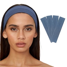 4lü Kadın Saç Bandı Bandana Pamuk Likralı Spor Headband İndigo