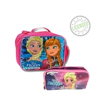 Disney Frozen Lisanslı Beslenme Çantası Ve Kalemlik Seti - Elsa & Anna Desenli Kız Çocuk Okul Seti Pembe
