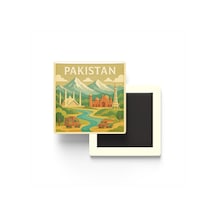 Pakistan - Pakistan - Paper Cut Art - Baskılı Buzdolap Magneti Kare - 9x9 Cm
