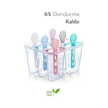 6 Bölmeli Dondurma Kalıbı Ve Çubukları - Bpa Free 7,5 X 5,5 X 3 Cm Silikon Şeffaf Diğer