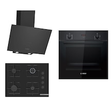 Bosch HBF512BB1T - POP7C6P30O - DWK64PJ60T Siyah Ankastre Set